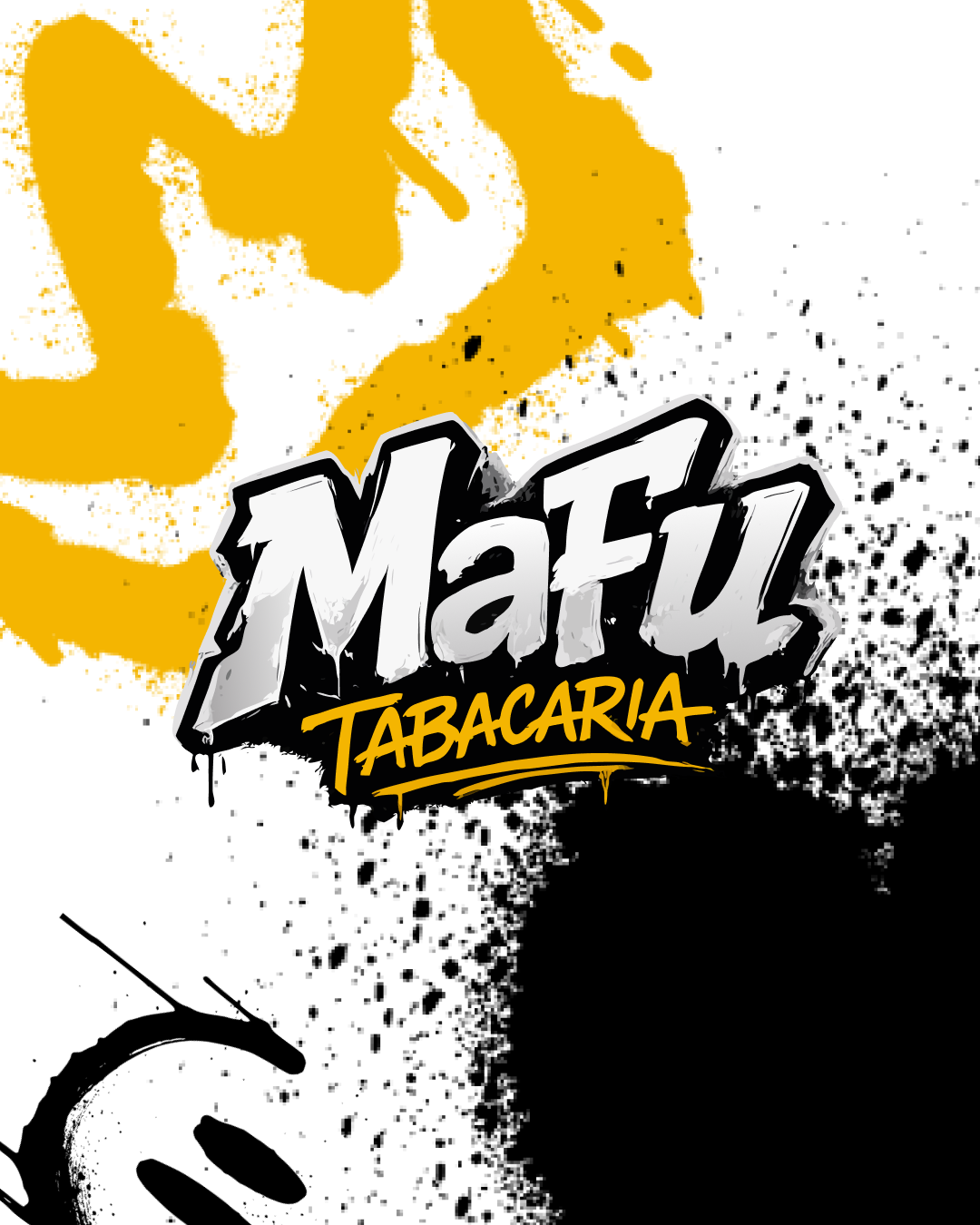 Logo da MaFu Tabacaria aplicada em fundo escuro